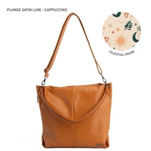 EUC LUG Plunge Satin Luxe VL Carry-All Crossbody Bag in Cappuccino